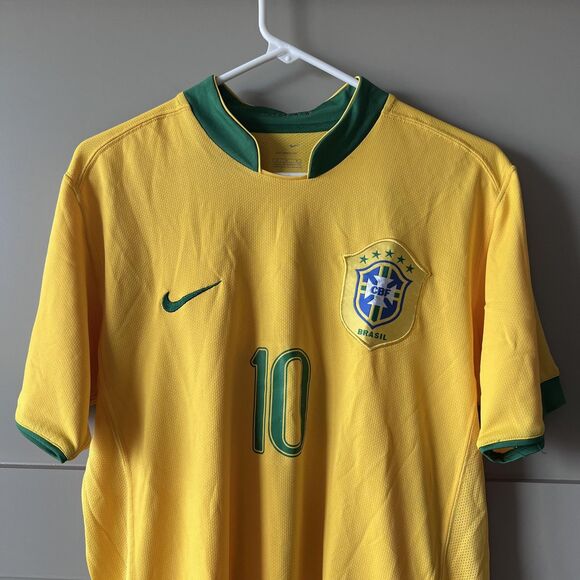 Brazil National Team Jersey Mens Medium Soccer Nike Sphere Dry Ronaldinho 10 - Picture 3 of 15